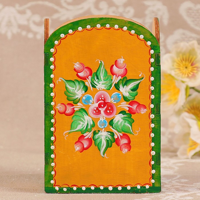 Карандашница «Цветы», ручная роспись, 7х6х10,5 см