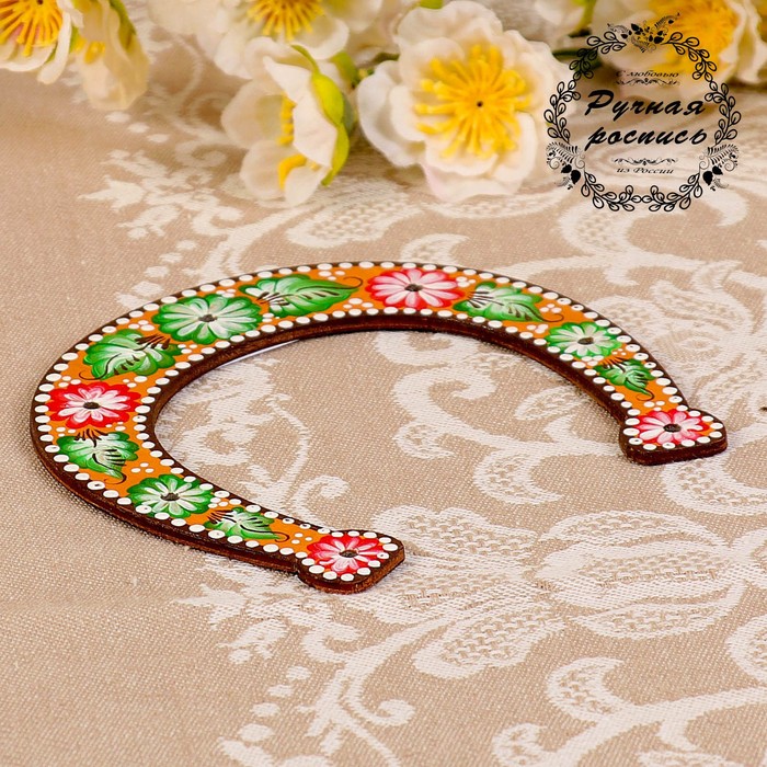 Подвеска «Подкова», городец, ручная роспись, 15,5х9х0,3 см