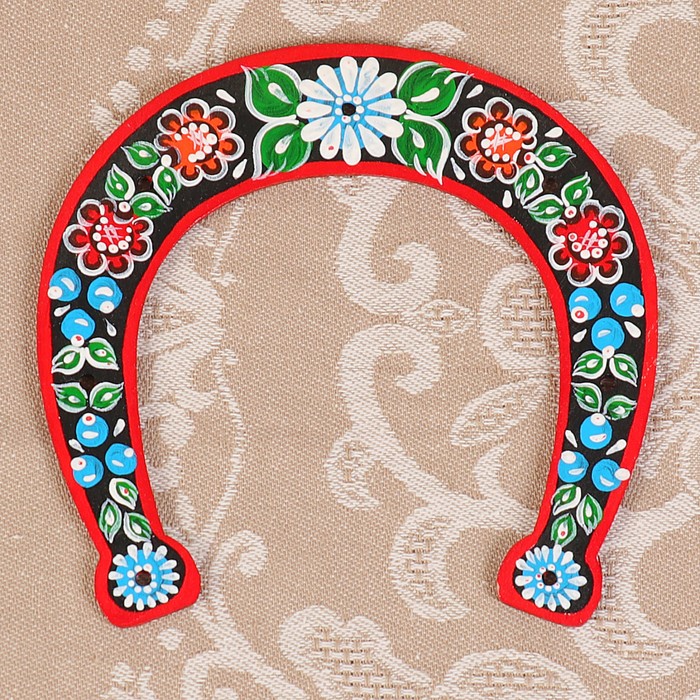 Подвеска «Подкова», жостово, ручная роспись, 15,5х9х0,3 см