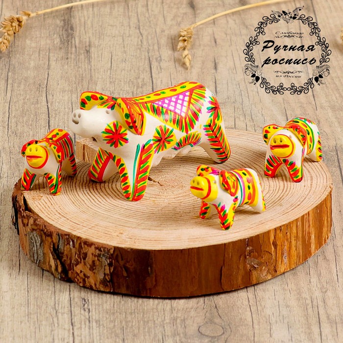 Филимоновская игрушка «Свинья с поросятами»