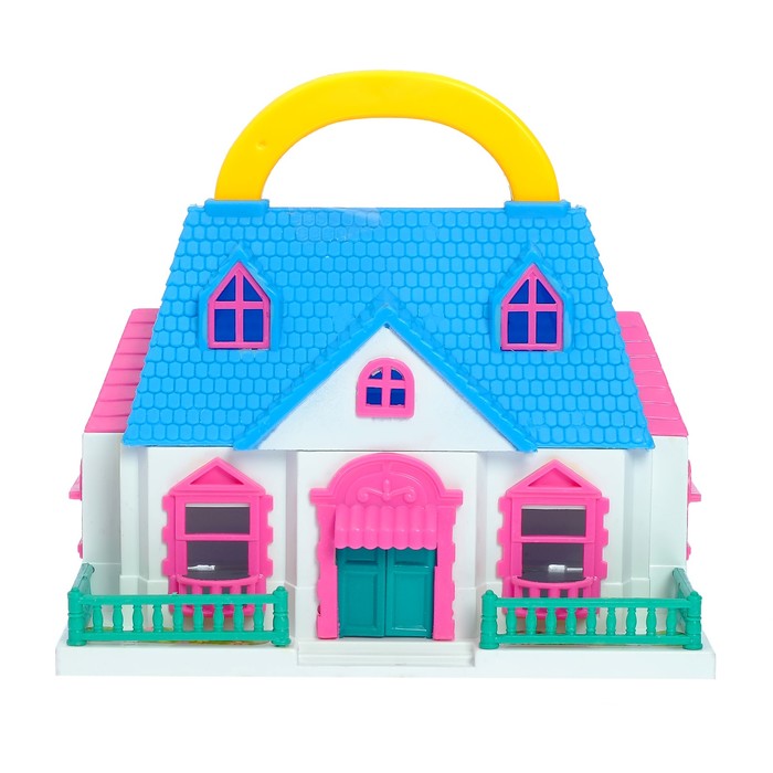 Дом для кукол переносной с мебелью и фигурками, МИКС