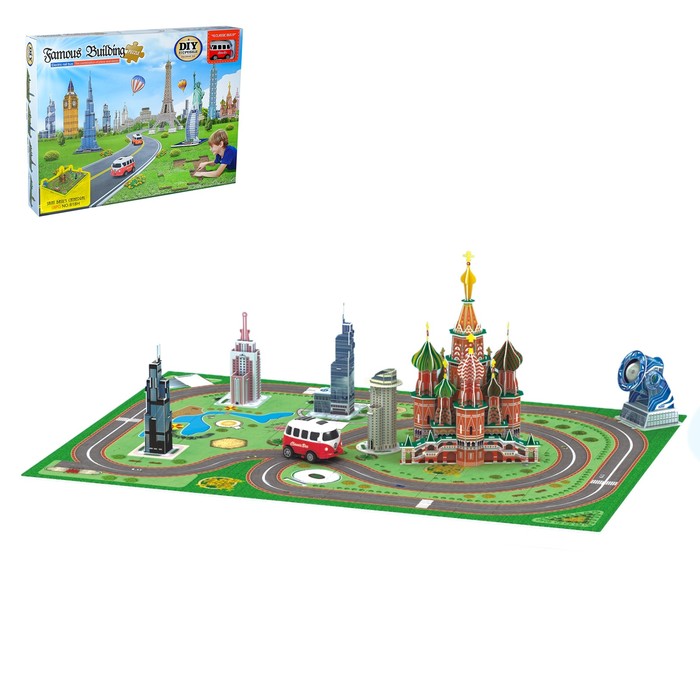 Автотрек - пазл "Собор", с машиной, работает от батареек