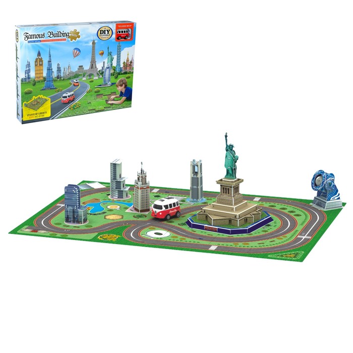 Автотрек - пазл "Нью-йорк", с машиной, работает от батареек