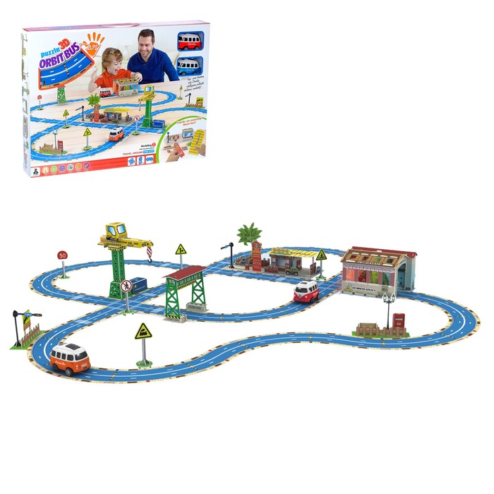 Автотрек - пазл "Путешествие", с 2 машинами, работает от батареек