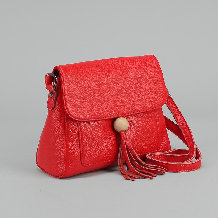 Сумка женская, отдел с перегородкой на молнии, 2 наружных кармана, цвет красный