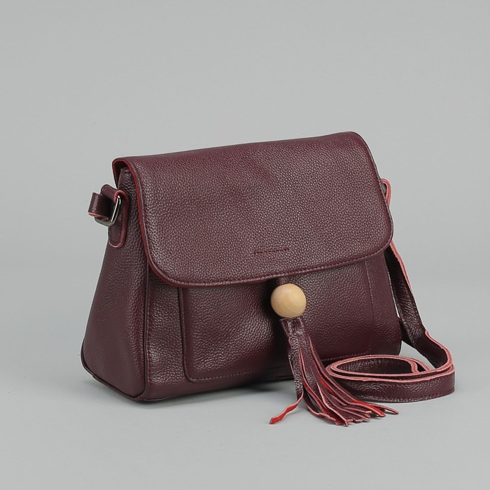 Сумка женская, отдел с перегородкой на молнии, 2 наружных кармана, цвет бордовый