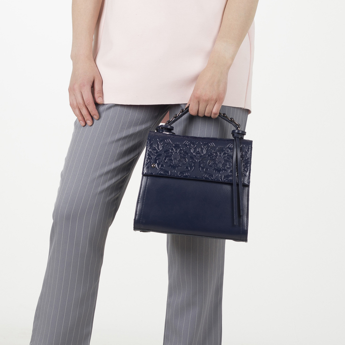 Сумка женская, отдел с перегородкой на молнии, наружный карман, цвет синий