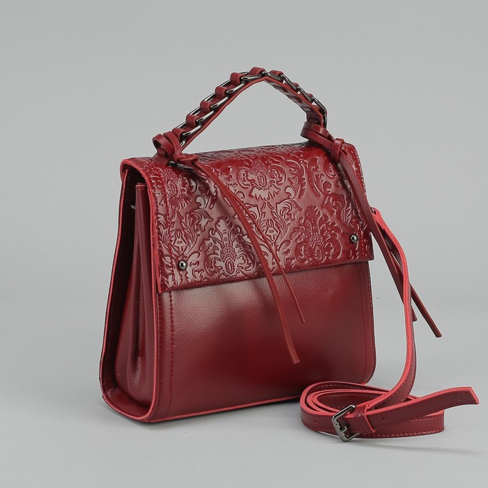 Сумка женская, отдел с перегородкой на молнии, наружный карман, цвет бордовый