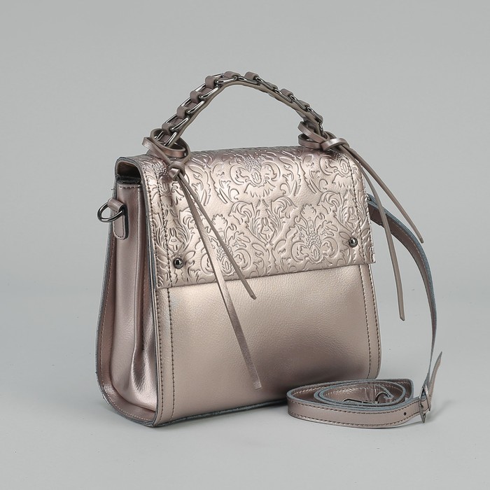 Сумка женская, отдел с перегородкой на молнии, наружный карман, цвет серебристый