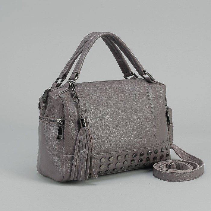 Сумка женская, отдел на молнии, 3 наружных кармана, цвет серый