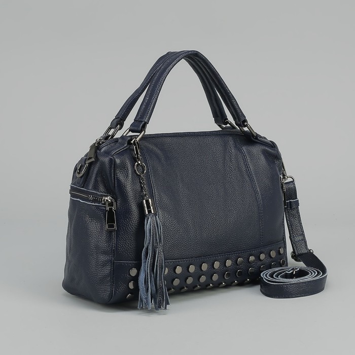 Сумка женская, отдел на молнии, 3 наружных кармана, цвет синий