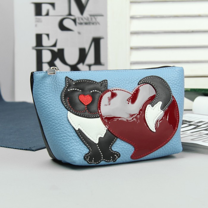 Косметичка простая, 1 отдел на молнии, цвет синий