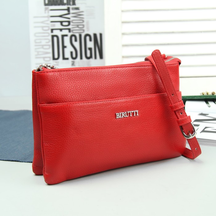 Сумка женская, отдел на молнии, наружный карман, длинный ремень, цвет красный