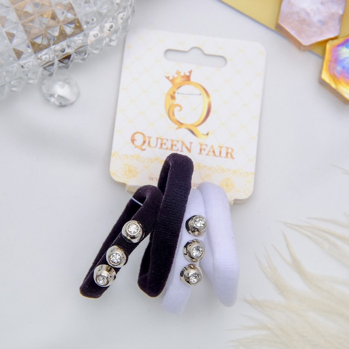 Резинка для волос "Махрушка три шарика" набор 4 шт черный,белый