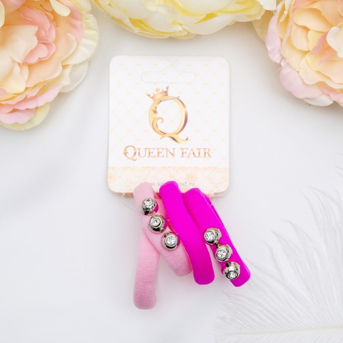 Резинка для волос "Махрушка три шарика" набор 4 шт малиновый,розовый