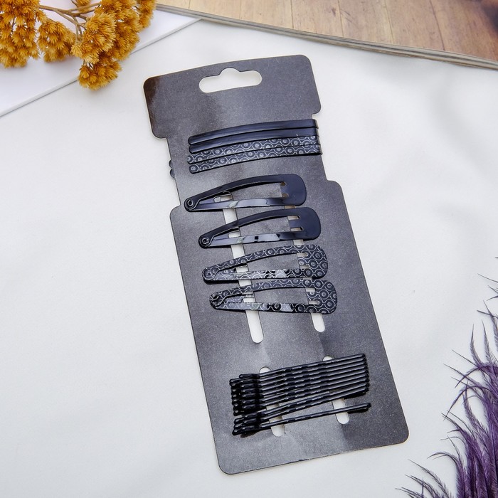 Невидимка для волос"Классика элегия" набор 18 шт горох серебро