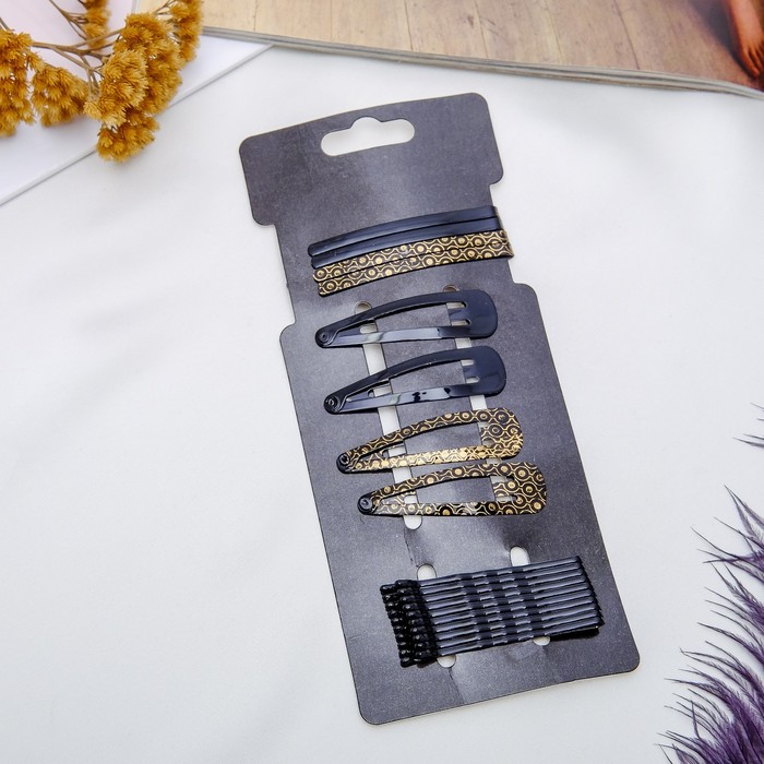 Невидимка для волос"Классика элегия" набор 18 шт горох золото