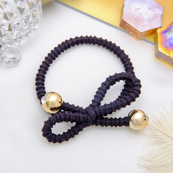 Резинка для волос "Палермо" 6 см шарики золото