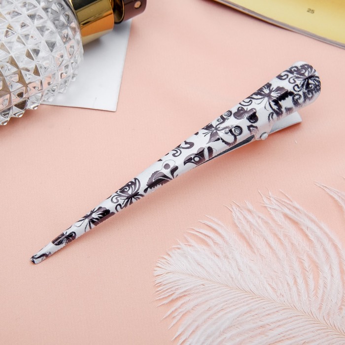 Зажим для волос "Солей" бабочки 12,7 см черный, белый