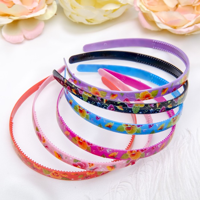 Ободок для волос "Адель" 1,2 см анютины глазки микс