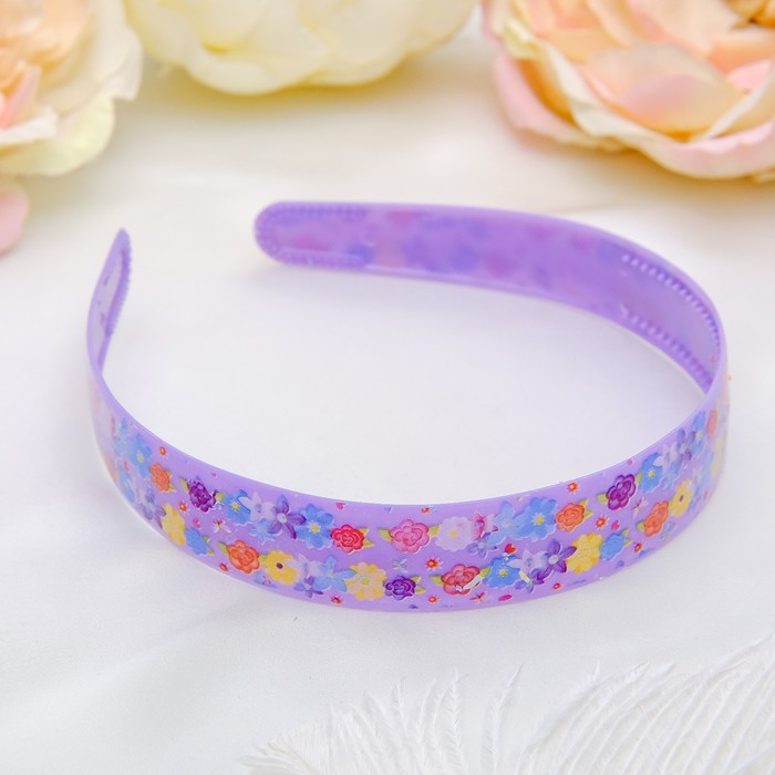 Ободок для волос "Адель" 2 см цветы голография микс