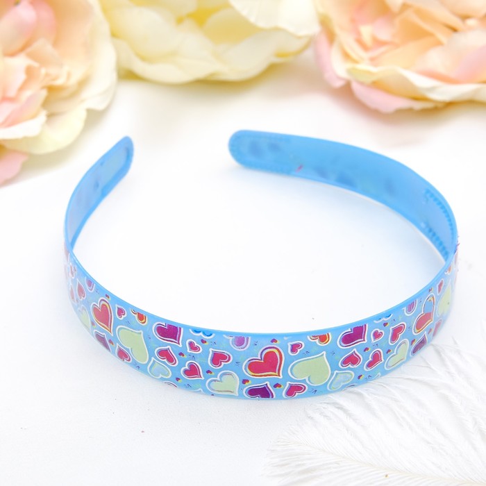 Ободок для волос "Адель" 2 см сердечки голография микс