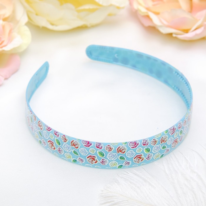 Ободок для волос "Адель" 2 см розы голография микс