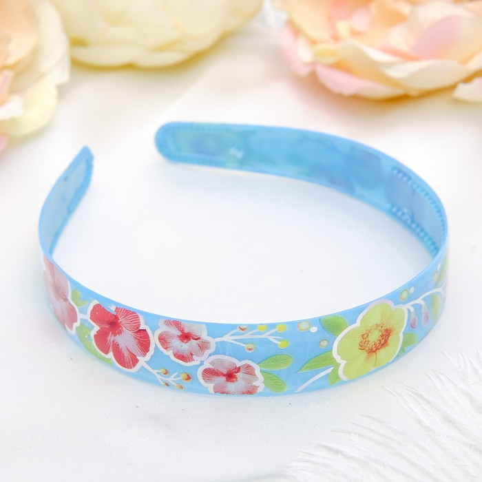 Ободок для волос "Адель" 2 см цветы голография микс