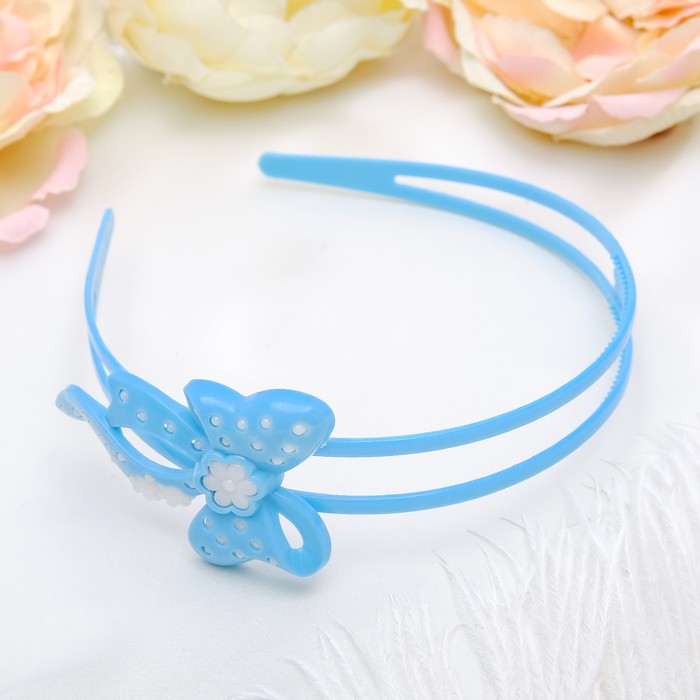 Ободок для волос "Цветы" 2 см бантик горох микс