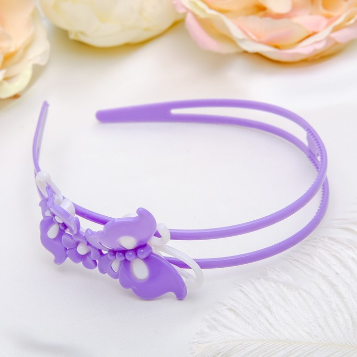 Ободок для волос "Цветы" 2 см бабочки микс