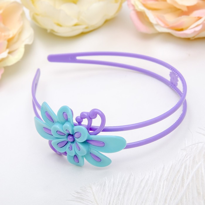 Ободок для волос "Цветы" 2 см василек микс