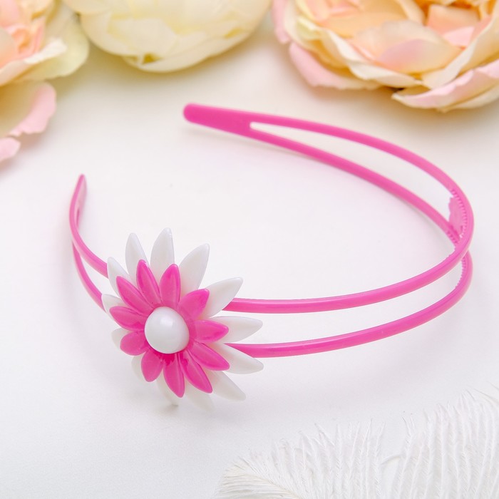 Ободок для волос "Цветы" 2 см ромашка микс