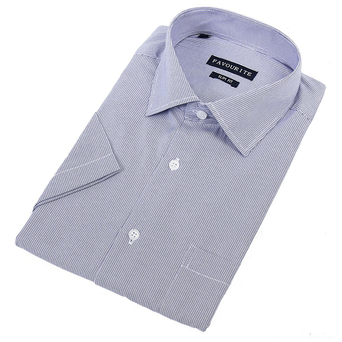 Сорочка приталенная мужская с коротким рукавом R104136s_FAV цвет синий, р-р 42-43