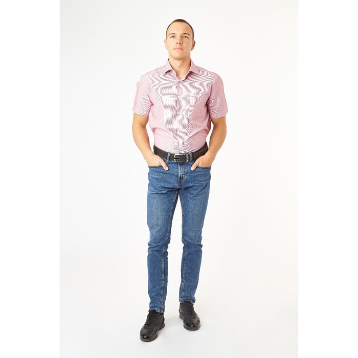 Сорочка приталенная мужская с коротким рукавом R111005s_FAV цвет красный, р-р 40 (176-182)