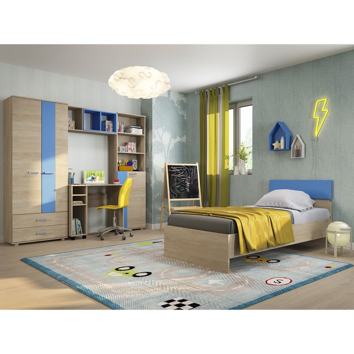 Кровать 900 (с основанием) Формула 945х2040х870 Дуб сонома/Голубой