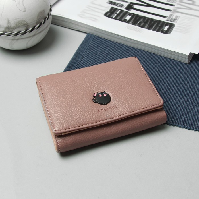 Кошелёк женский "Кошки", отдел для карт, для монет, цвет пудра