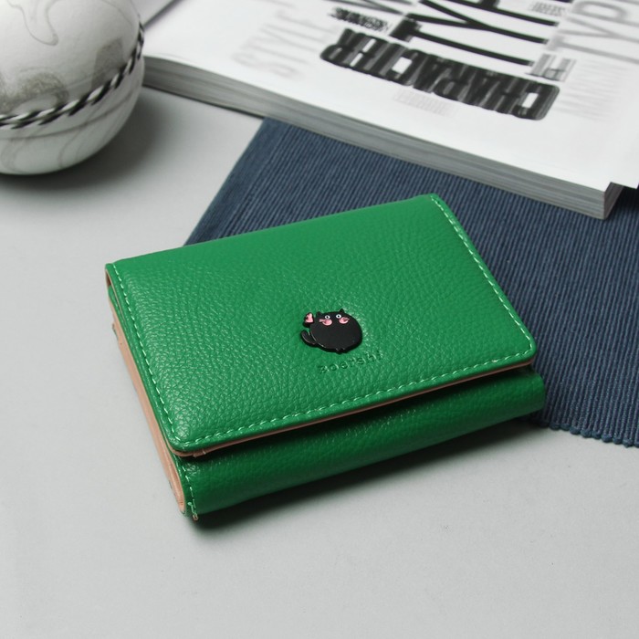 Кошелёк женский "Кошки", отдел для карт, для монет, цвет зелёный
