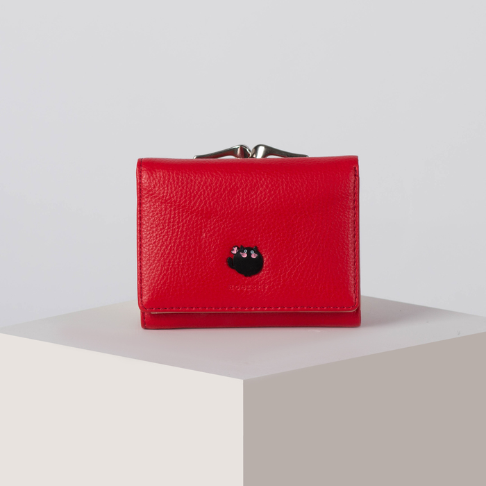 Кошелёк женский "Кошки", отдел для карт, для монет, цвет красный