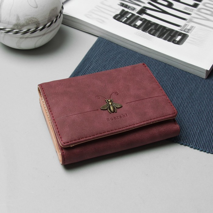 Кошелёк женский "Пчела", отдел для карт, для монет, цвет сиреневый