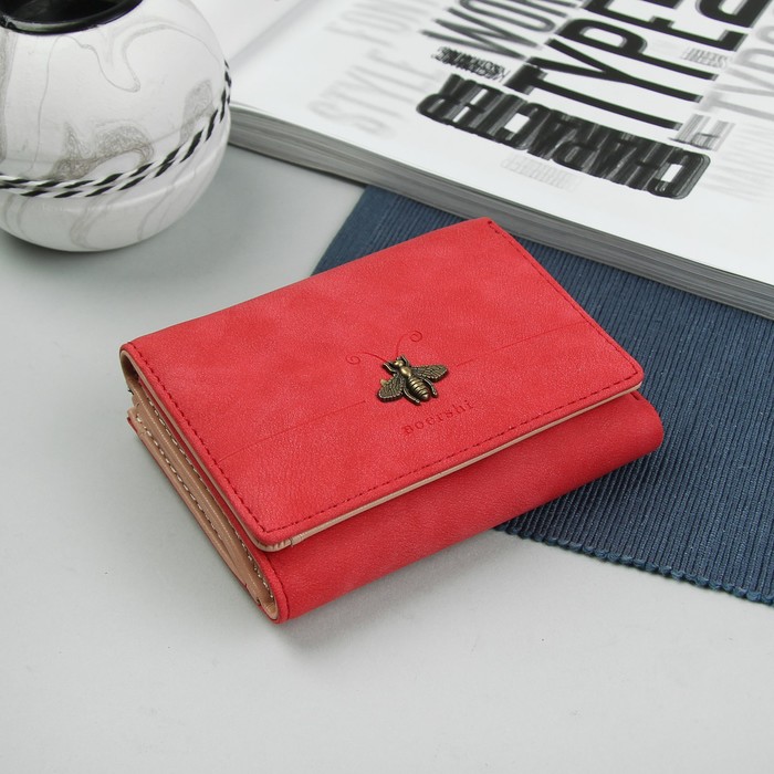 Кошелёк женский "Пчела", отдел для карт, для монет, цвет красный