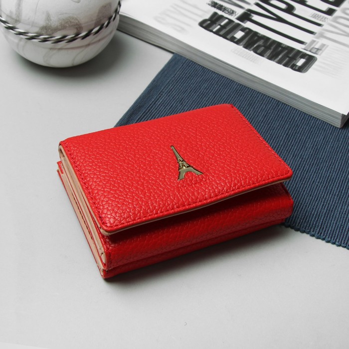 Кошелёк женский "Париж", отдел для карт, для монет, цвет красный