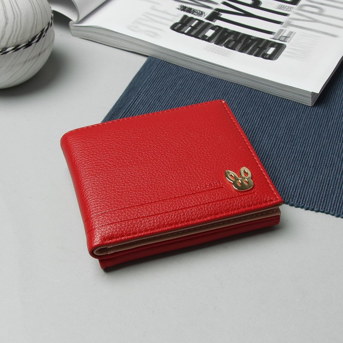 Кошелёк женский "Зайка", отдел для карт, для монет, цвет красный