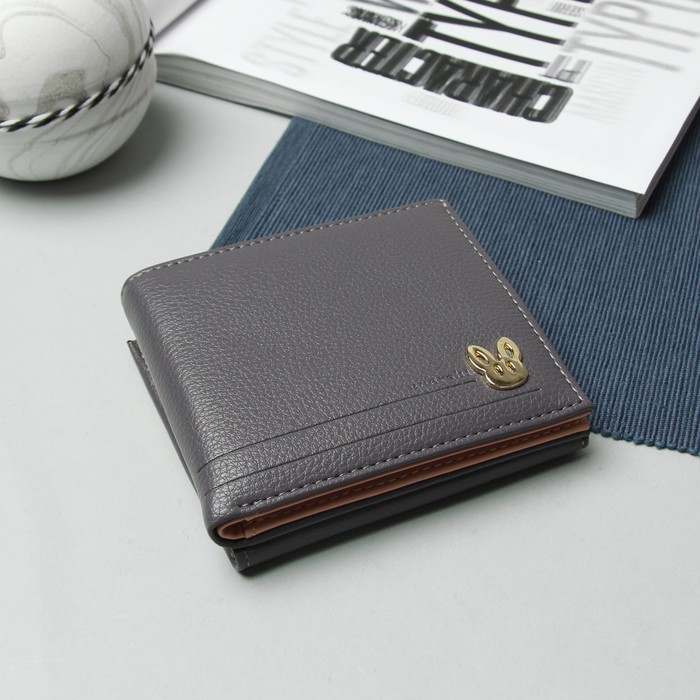 Кошелёк женский "Зайка", отдел для карт, для монет, цвет серый