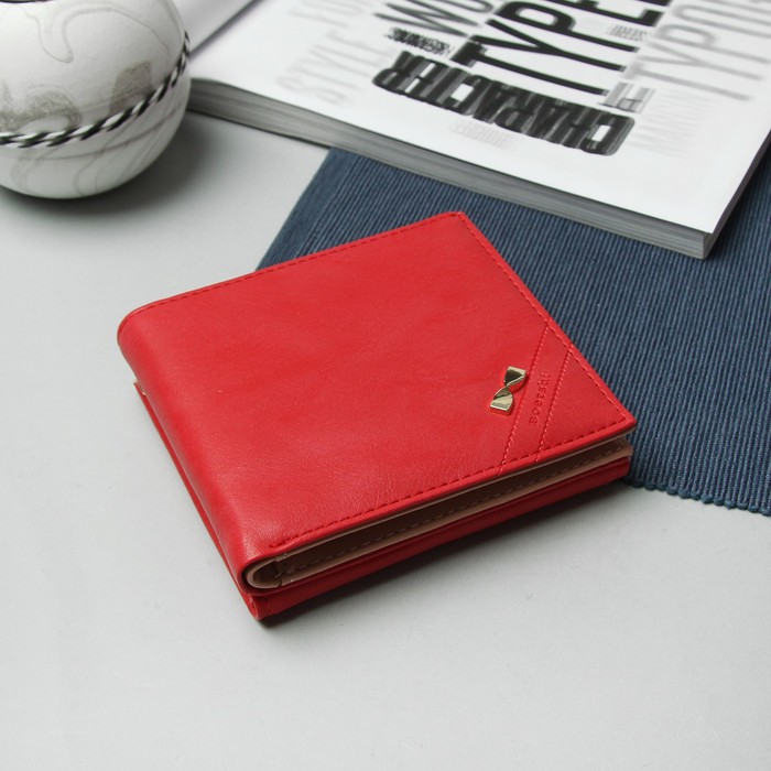 Кошелёк женский "Бант", отдел для карт, для монет, цвет красный