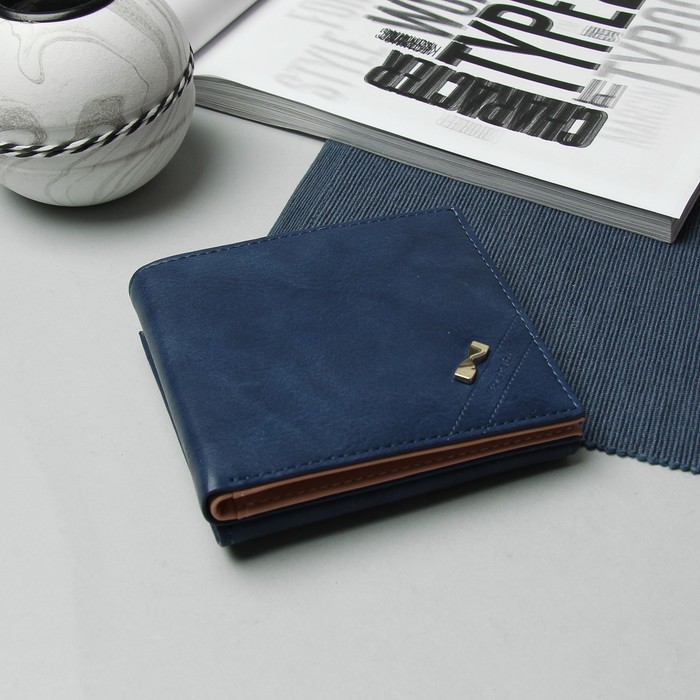 Кошелёк женский "Бант", отдел для карт, для монет, цвет синий