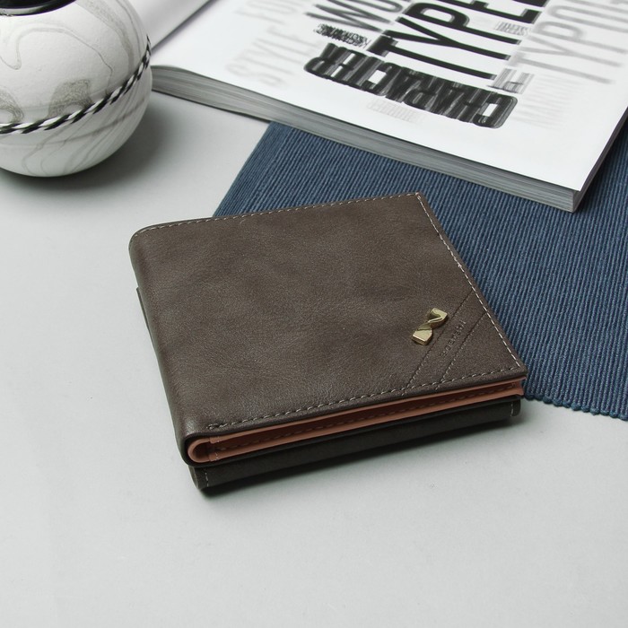 Кошелёк женский "Бант", отдел для карт, для монет, цвет серый