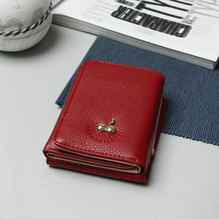 Кошелёк женский "Вишня", отдел для купюр, для карт, для монет, цвет бордовый