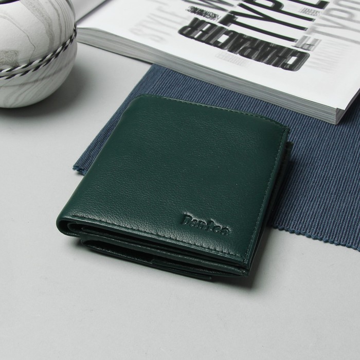 Кошелёк женский, 3 отдела, для карт, для монет, цвет зелёный