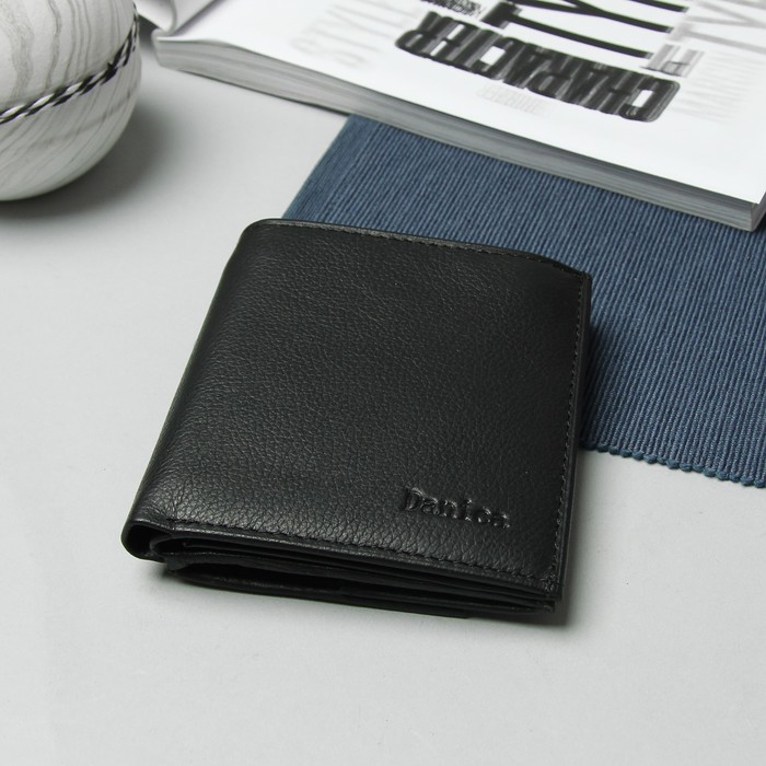 Кошелёк женский, 3 отдела, для карт, для монет, цвет чёрный