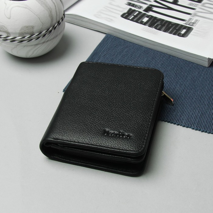 Кошелёк женский, 2 отдела, для карт, для монет, на кнопке, цвет чёрный